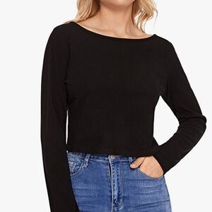 Stateside Black Long Sleeves Crop Shirt